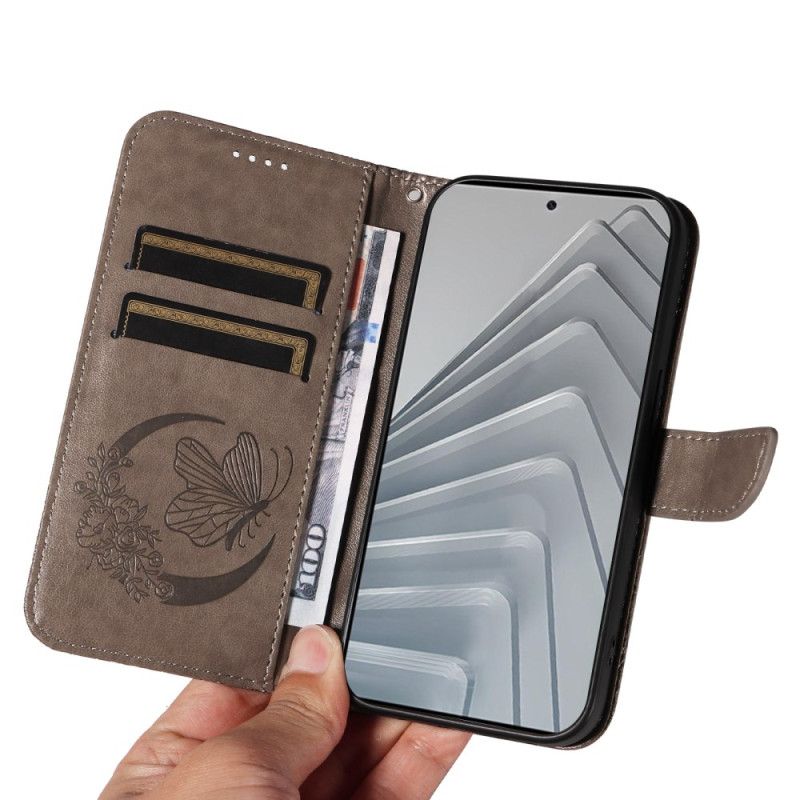 Lærdeksel Folio Deksel Xiaomi Redmi Note 14 4g Mobildeksel Sommerfugltrykk