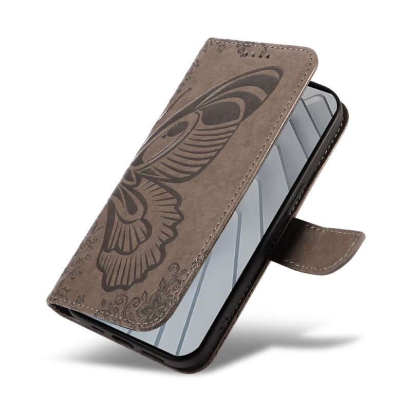 Lærdeksel Folio Deksel Xiaomi Redmi Note 14 4g Mobildeksel Sommerfugltrykk