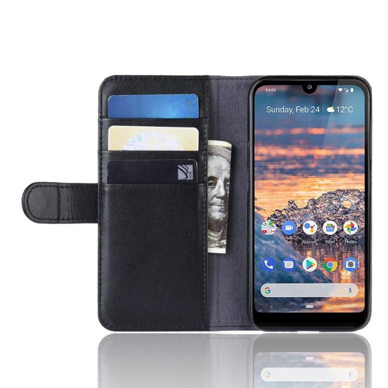 Etui Til Nokia 4.2 Lommebok Premium Skinn - Svart