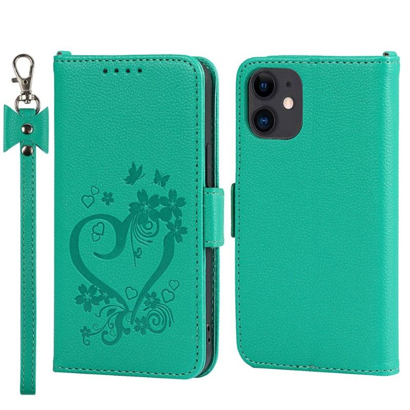 Folio Deksel Til iPhone 12 Mini Blomsterhjerte