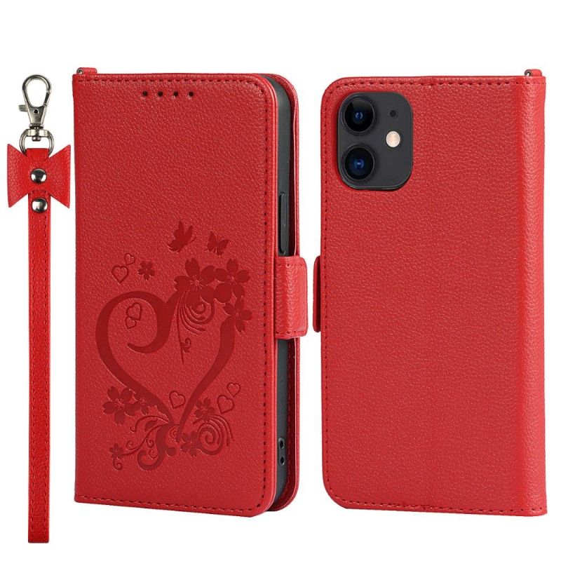 Folio Deksel Til iPhone 12 Mini Blomsterhjerte