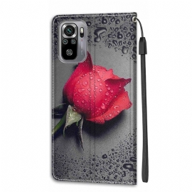 Folio Deksel Til Xiaomi Redmi Note 10 4G / Note 10S Rose Rød