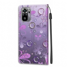 Lærdeksel Til Xiaomi Redmi Note 10 4G / Note 10S Fiolette Blomster Illustrasjon