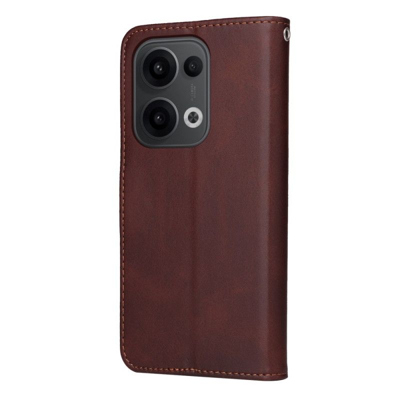 Folio Deksel Til Oppo Reno 13 5g Ensfarget Skinneffekt Med Stropp