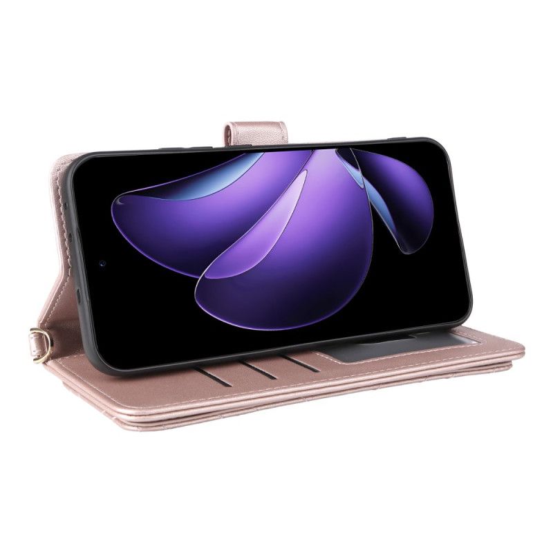 Lærdeksel Folio Deksel Oppo Reno 13 5g Mobildeksel Retrodesign Med Stropp Og Skulderstropp