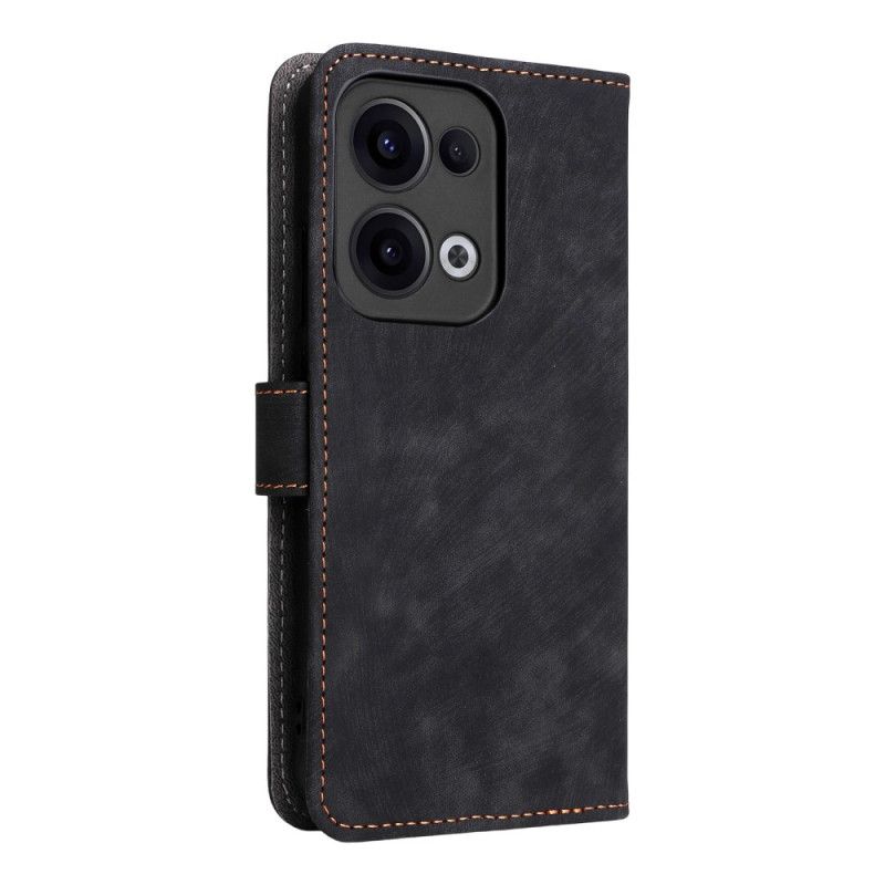 Lærdeksel Folio Deksel Oppo Reno 13 5g Mobildeksel Rfid-beskyttelsesstropp Med Semsket Skinnimitasjon