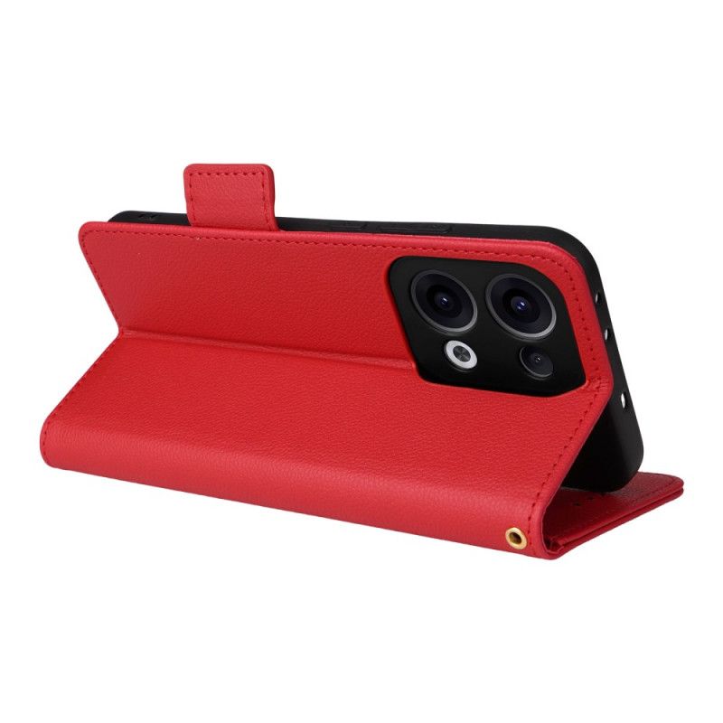 Lærdeksel Folio Deksel Oppo Reno 13 5g Rem I Litchi-imitert Skinn