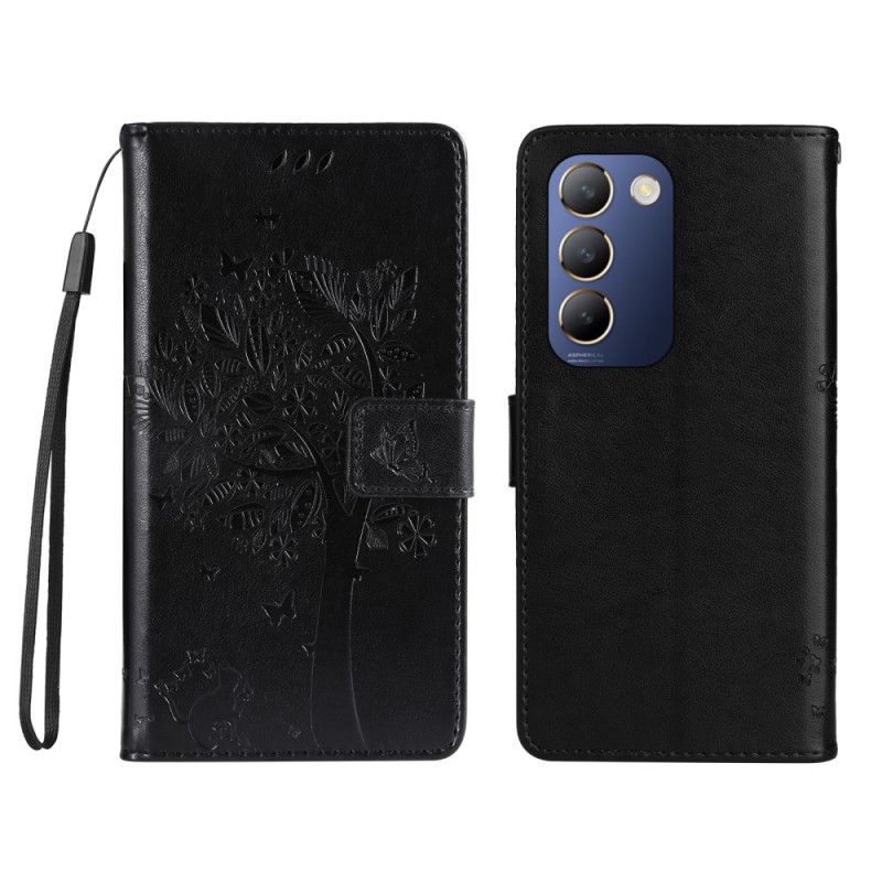 Lærdeksel Folio Deksel Vivo V40 Se 5g Tre Og Katt