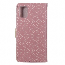 Folio Deksel Til Samsung Galaxy A72 4G / A72 5G Blomsterblonde I Skinneffekt