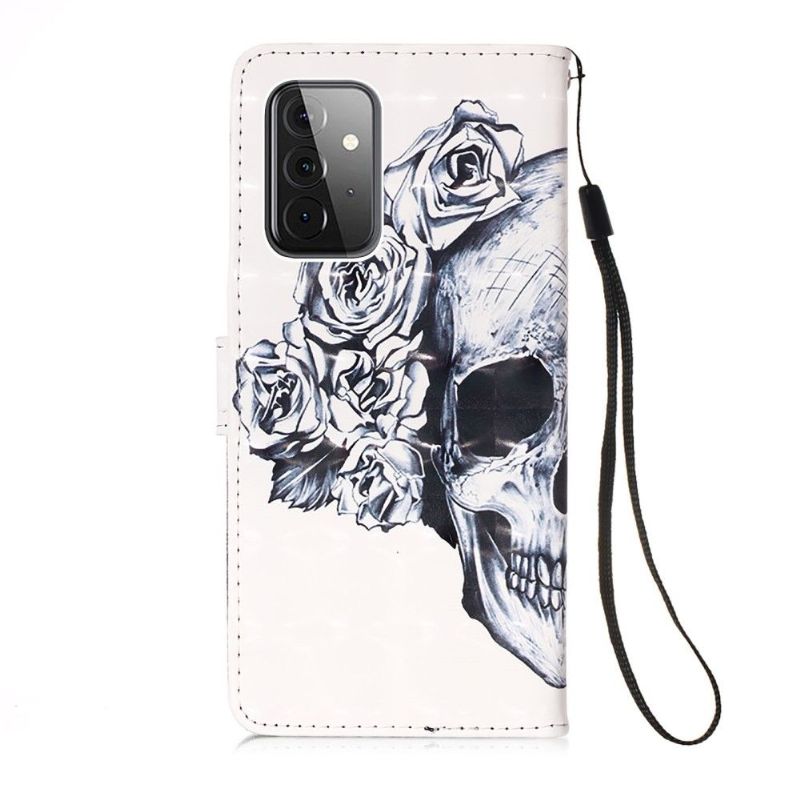 Folio Deksel Til Samsung Galaxy A72 4G / A72 5G Blomsterhodeskalle