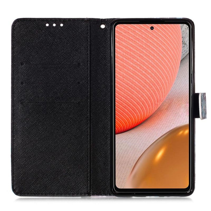 Folio Deksel Til Samsung Galaxy A72 4G / A72 5G Blomsterhodeskalle