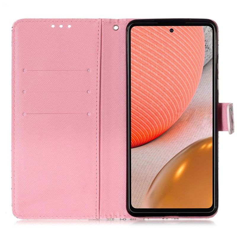 Folio Deksel Til Samsung Galaxy A72 4G / A72 5G Rosa Blomst