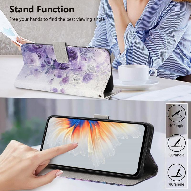 Case Etui Xiaomi 17 Pro Max Mobildeksel Lommebok Med Flip - Rosa Lilla Mønster Med Håndleddsstropp