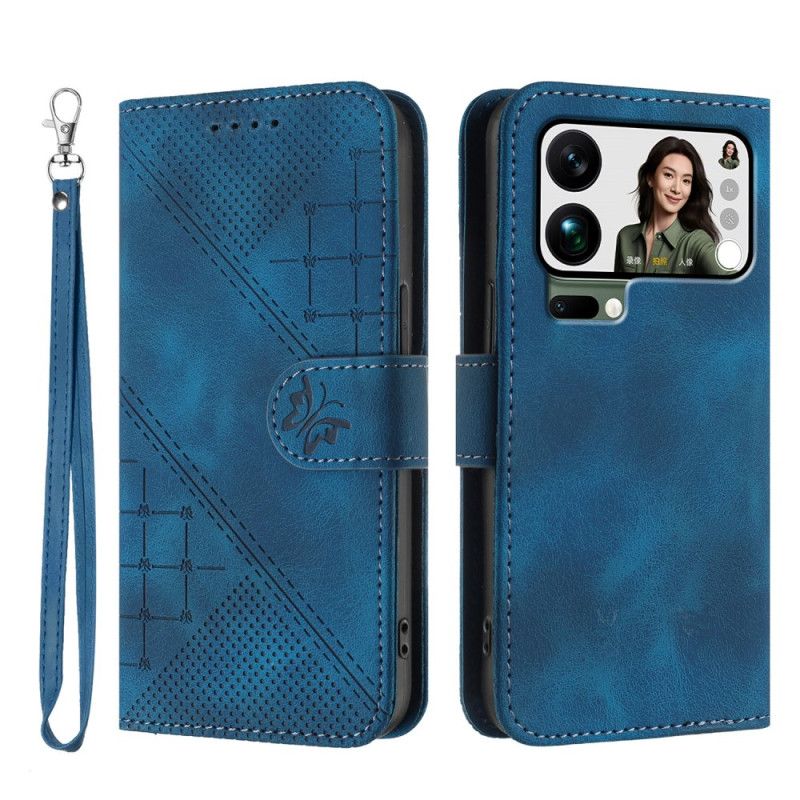 Folio Deksel Til Xiaomi 17 Pro Max Sommerfugl- Og Geometrisk Design