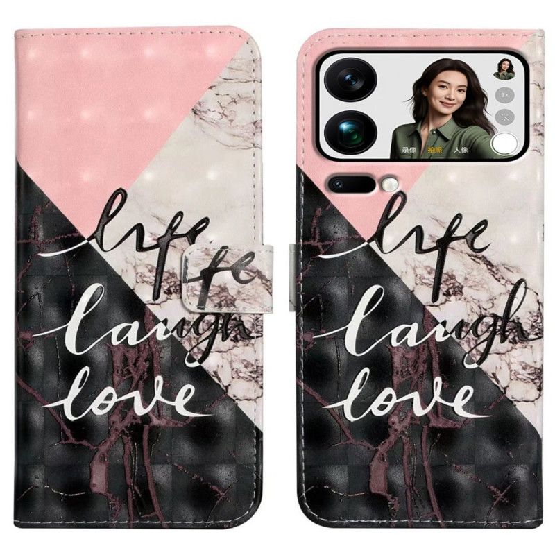 Folio Deksel Xiaomi 17 Pro Max Trefarget Marmor Beskyttelse Deksel