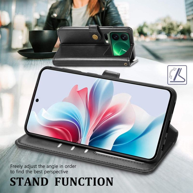 Lærdeksel Folio Deksel Xiaomi 17 Pro Max Gulllås