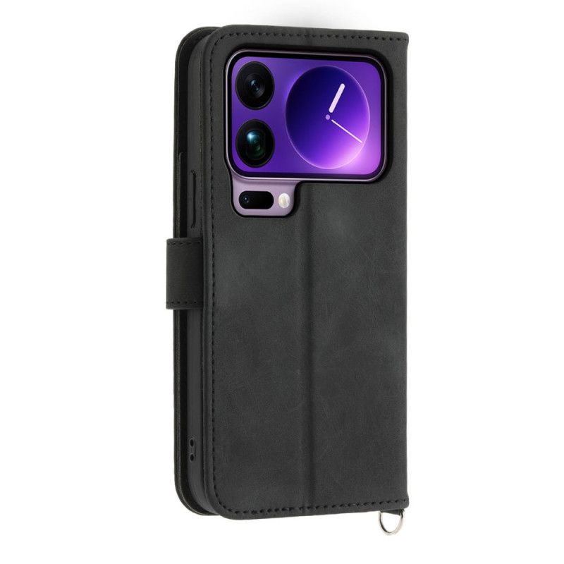 Lærdeksel Folio Deksel Xiaomi 17 Pro Max Mobildeksel Blonde Med Stropp Og Skulderstropp