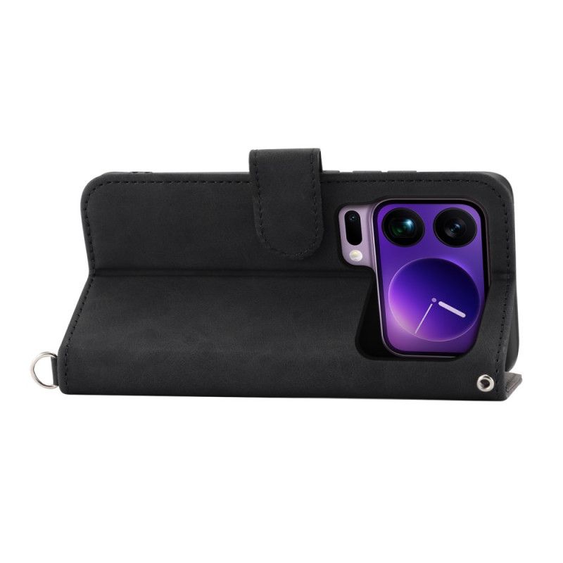 Lærdeksel Folio Deksel Xiaomi 17 Pro Max Mobildeksel Blonde Med Stropp Og Skulderstropp