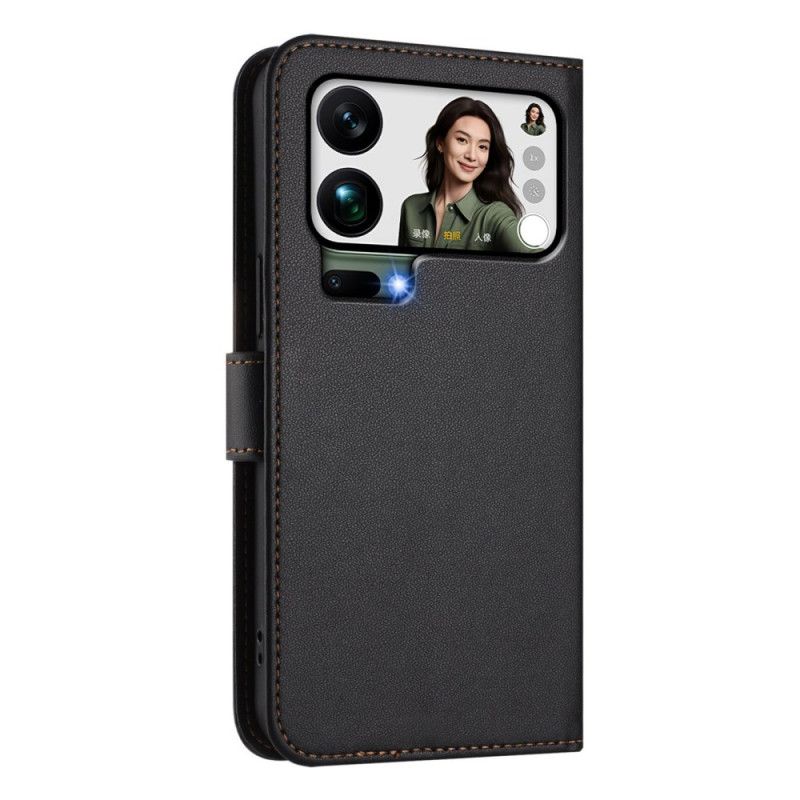 Lærdeksel Folio Deksel Xiaomi 17 Pro Max Mobildeksel Ensfarget Læreffekt