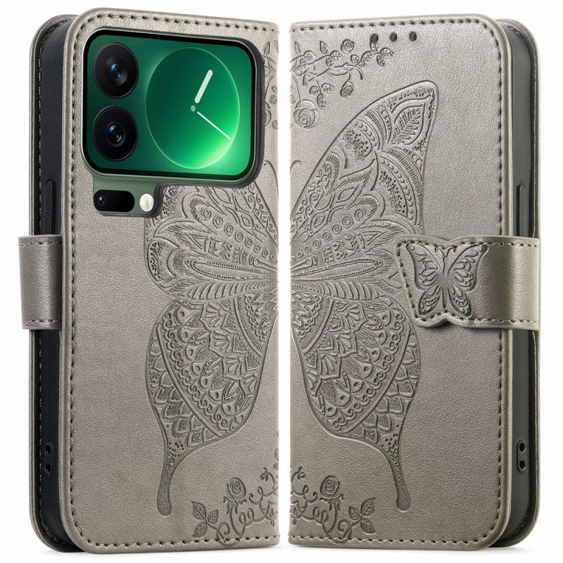 Lærdeksel Folio Deksel Xiaomi 17 Pro Max Mobildeksel Sommerfugldesign