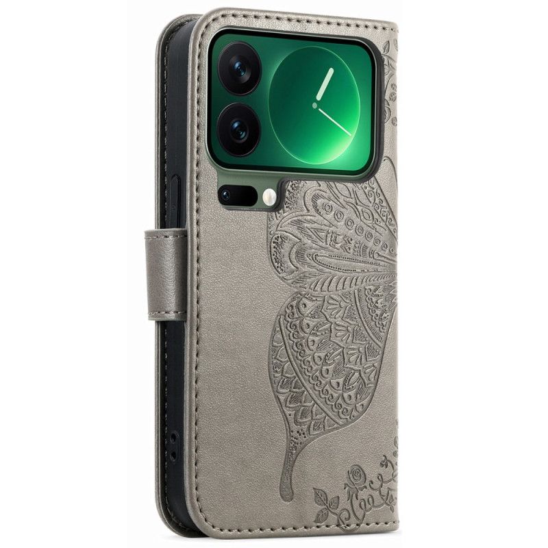 Lærdeksel Folio Deksel Xiaomi 17 Pro Max Mobildeksel Sommerfugldesign