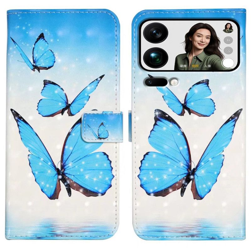Lærdeksel Folio Deksel Xiaomi 17 Pro Max Tre Sommerfugler