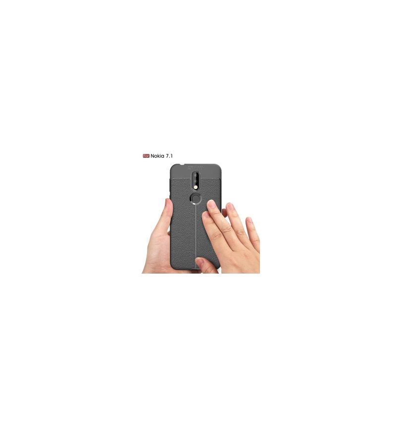 Deksel Til Nokia 7.1 Litchi Texture Leather Style