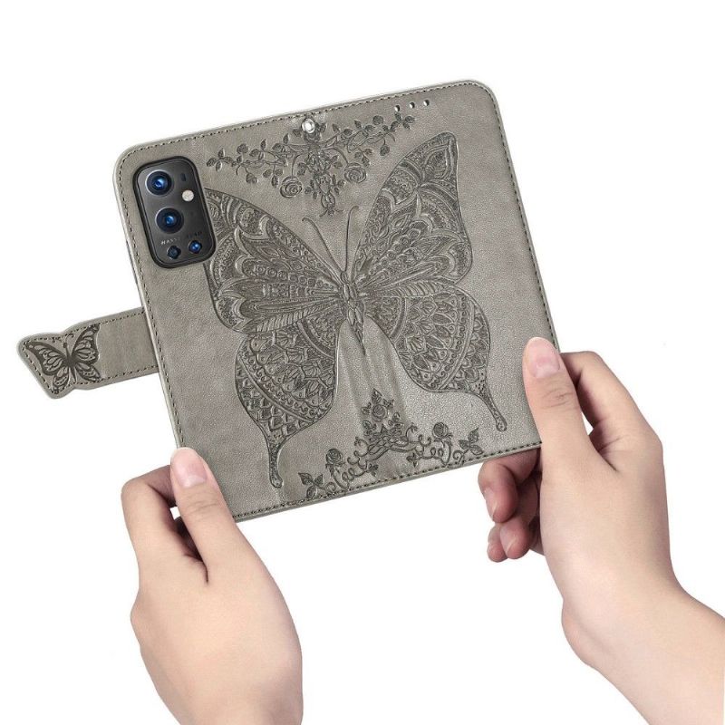 Lærdeksel Til OnePlus 9 Pro Originalitet Relief Sommerfugl