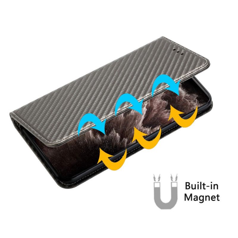 Folio Deksel Poco C75 Karbonfibertekstur Med Stropp