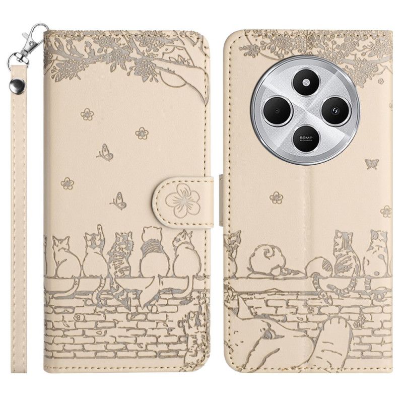 Folio Deksel Poco C75 Katter Med Stropp