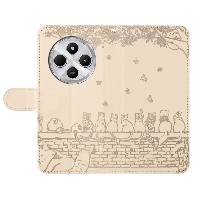 Folio Deksel Poco C75 Katter Med Stropp