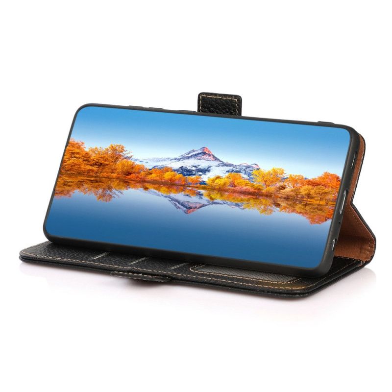 Folio Deksel Poco C75 Litchi-skinn Rfid-blokkering Khazneh Beskyttelse Deksel