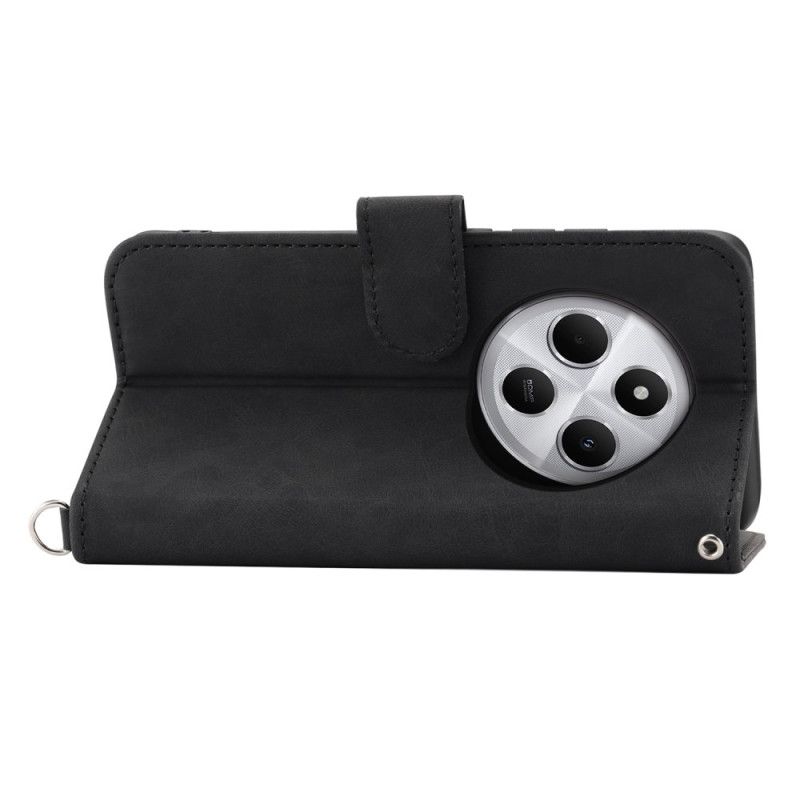 Folio Deksel Til Poco C75 Blonder I Semsket Skinneffekt Med Stropp Og Skulderstropp