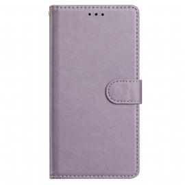 Folio Deksel Til Poco C75 Ensfarget Skinneffekt Med Stropp