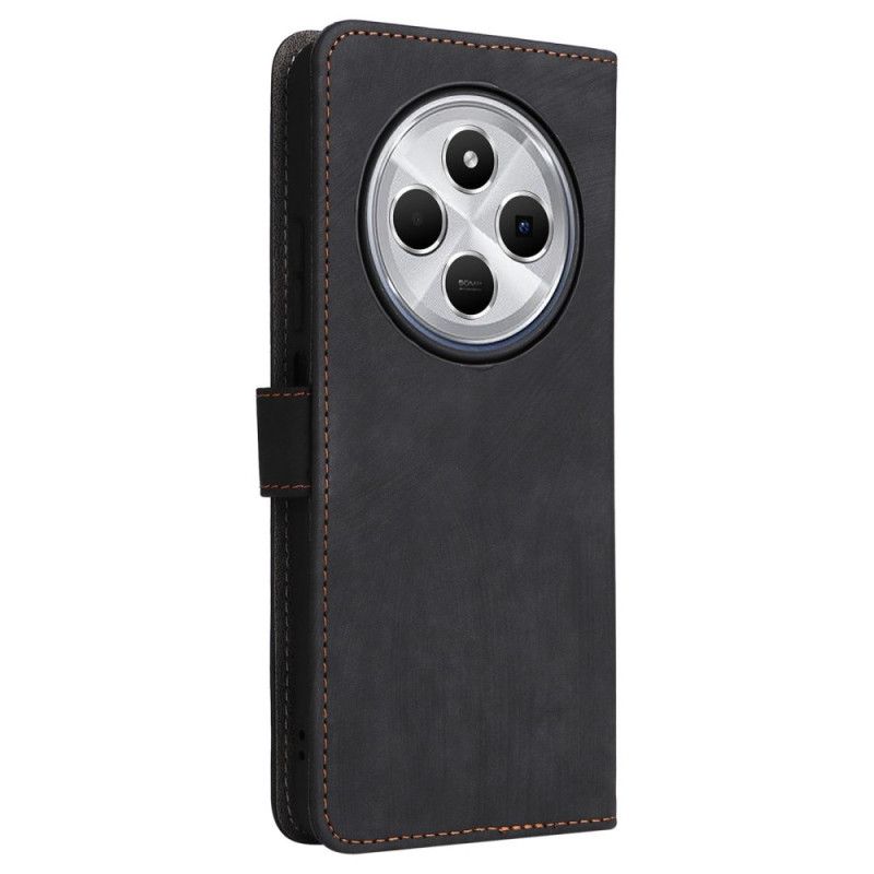 Folio Deksel Til Poco C75 Rfid-blokkering I Semsket Skinneffekt Med Stropp