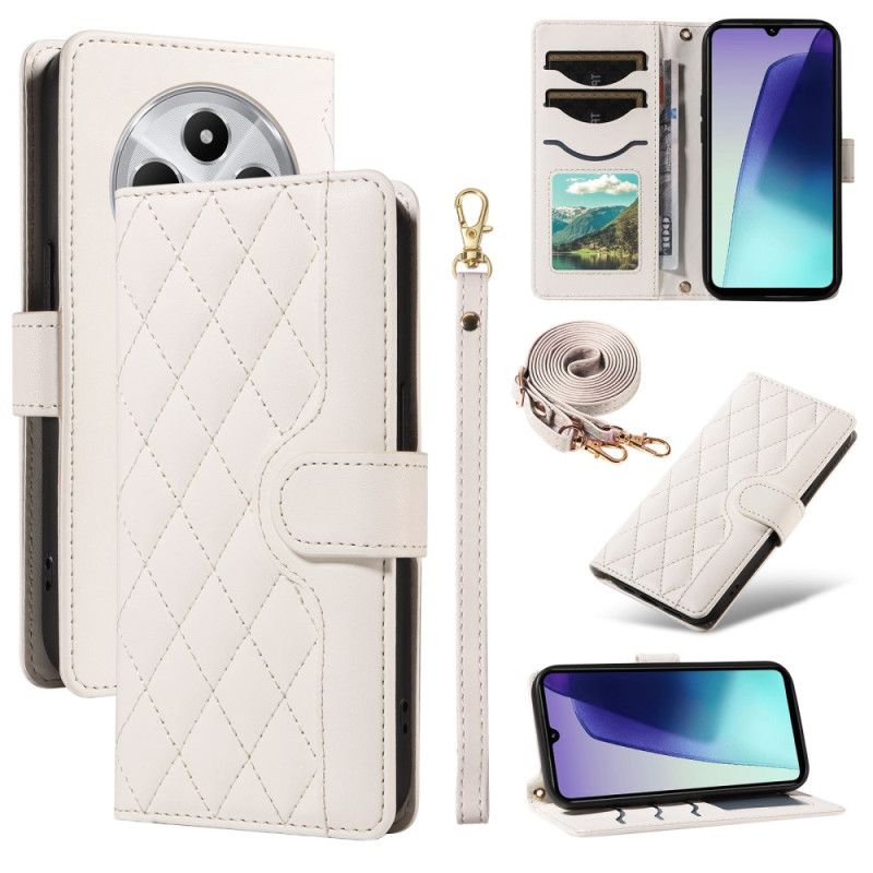 Folio Deksel Til Poco C75 Vattert Med Skulderstropp Og Armbånd