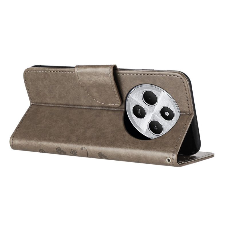 Lærdeksel Folio Deksel Poco C75 Blomster Og Sommerfugler Med Snor