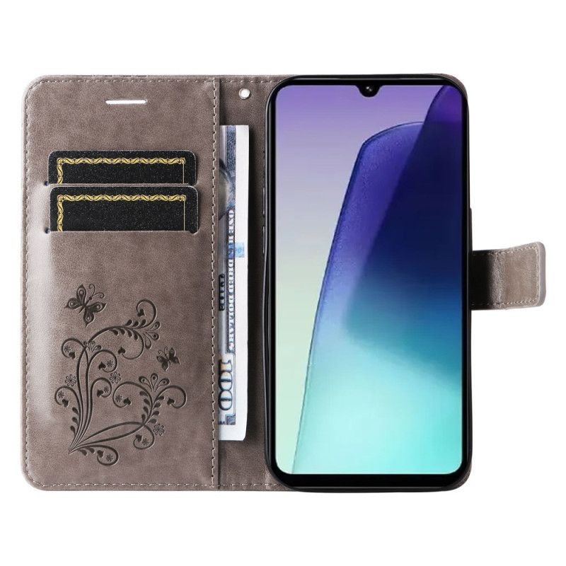 Lærdeksel Folio Deksel Poco C75 Mobildeksel Kjempesommerfugler