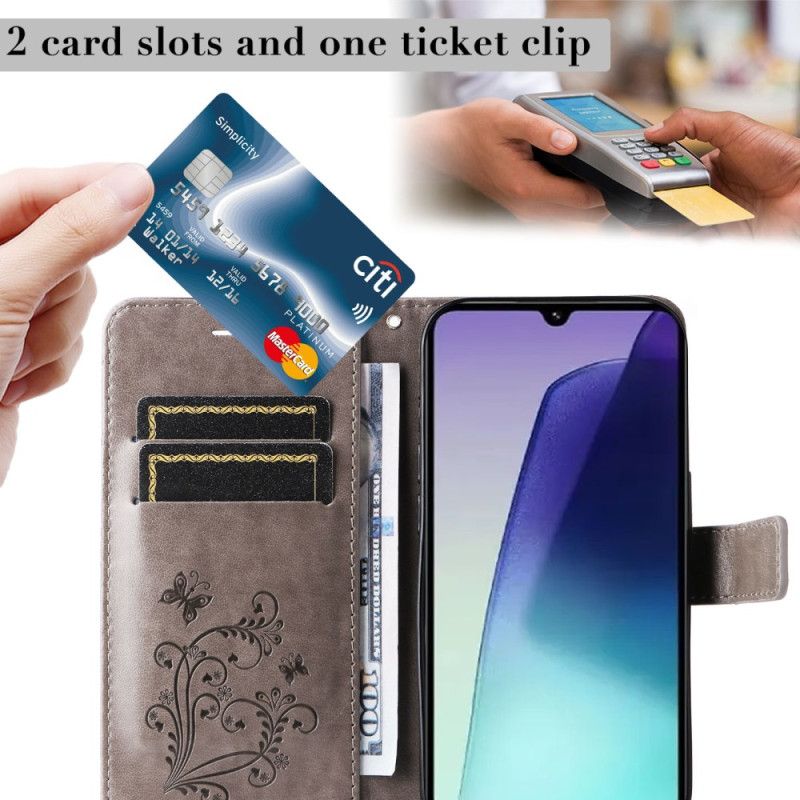 Lærdeksel Folio Deksel Poco C75 Mobildeksel Kjempesommerfugler