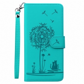 Lærdeksel Folio Deksel Poco C75 Mobildeksel Løvetannmønster Med Stropp