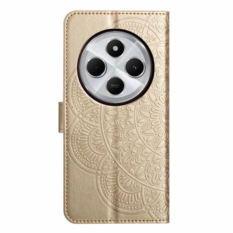Lærdeksel Folio Deksel Poco C75 Mobildeksel Mandala-trykk Med Snor