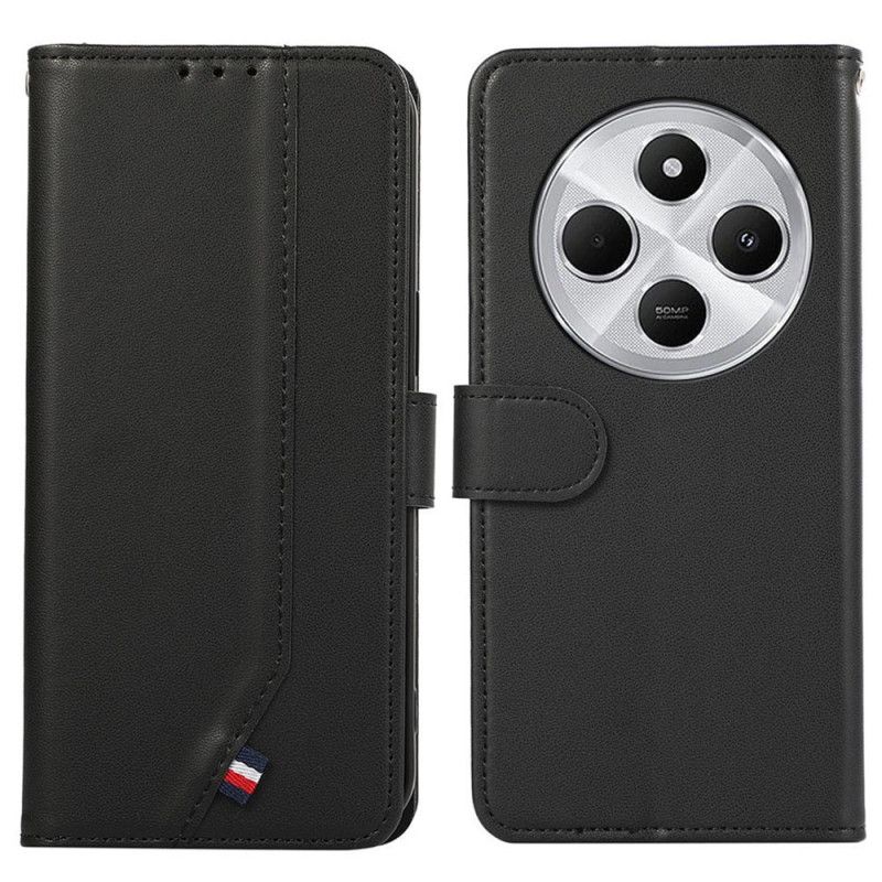 Lærdeksel Folio Deksel Poco C75 Mobildeksel Rfid-beskyttelse 3 Kortspor