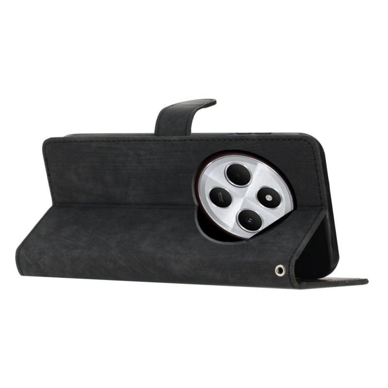 Lærdeksel Folio Deksel Poco C75 Mobildeksel Semsket Skinneffekt Med Stropp