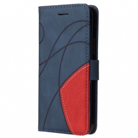 Lærdeksel Folio Deksel Poco C75 Mobildeksel Tofargede Striper