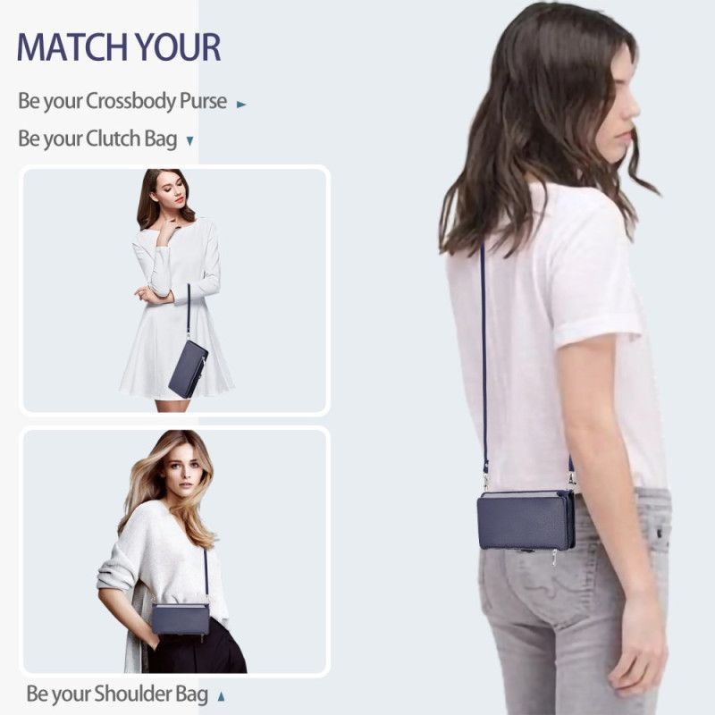 Lærdeksel Folio Deksel Poco C75 Myntpung Med Stropp Og Skulderstropp