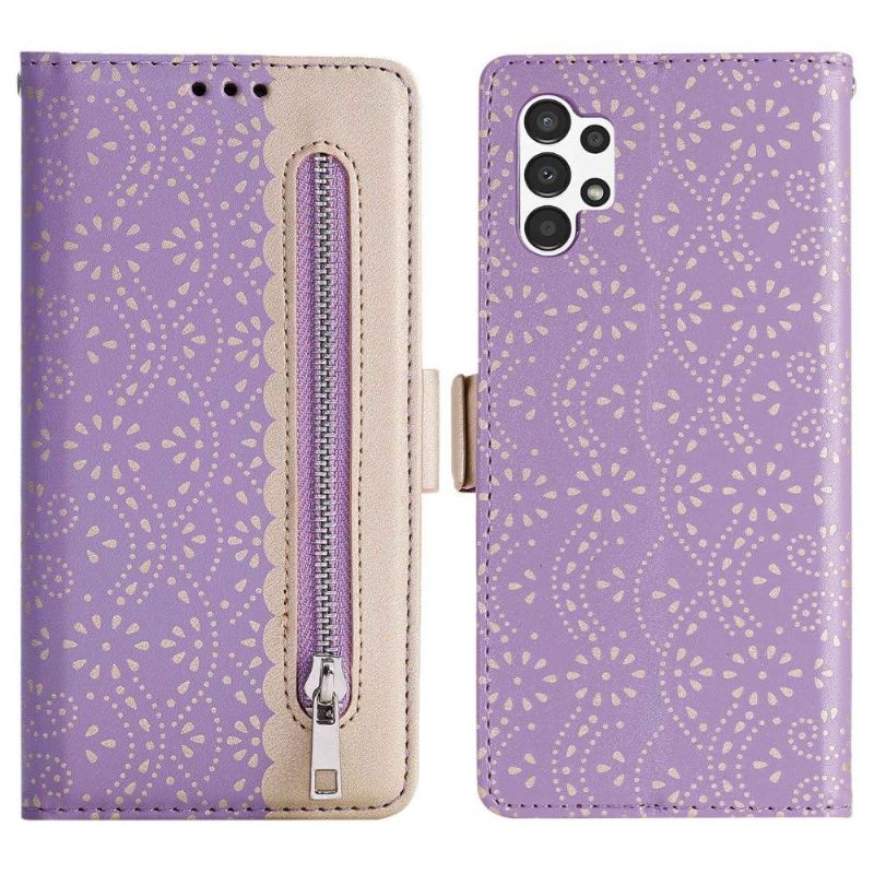 Folio Deksel Til Samsung Galaxy A13 4G Blomsterblonde I Skinneffekt