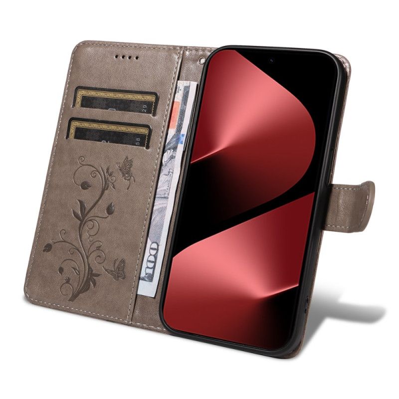 Lærdeksel Folio Deksel Huawei Pura 80 Pro Mobildeksel Blomstermønster