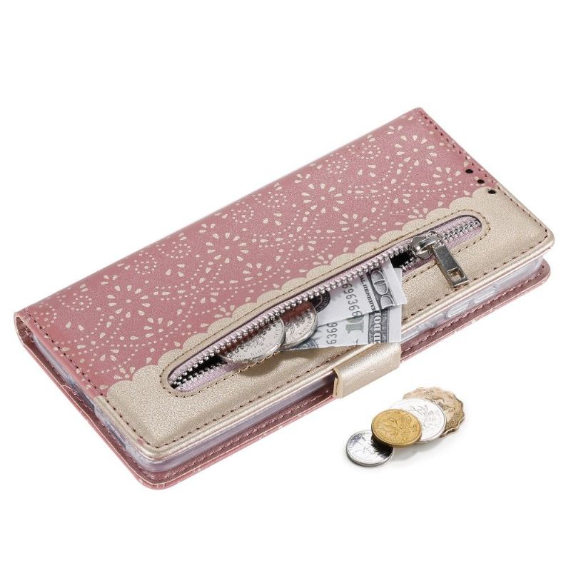 Folio Deksel Til Samsung Galaxy S21 5G Blomsterblonde I Skinneffekt