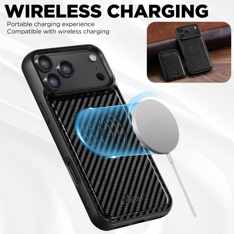 Deksel iPhone 17 Pro Avtakbar Magsafe-kortholder I Karbonfiber
