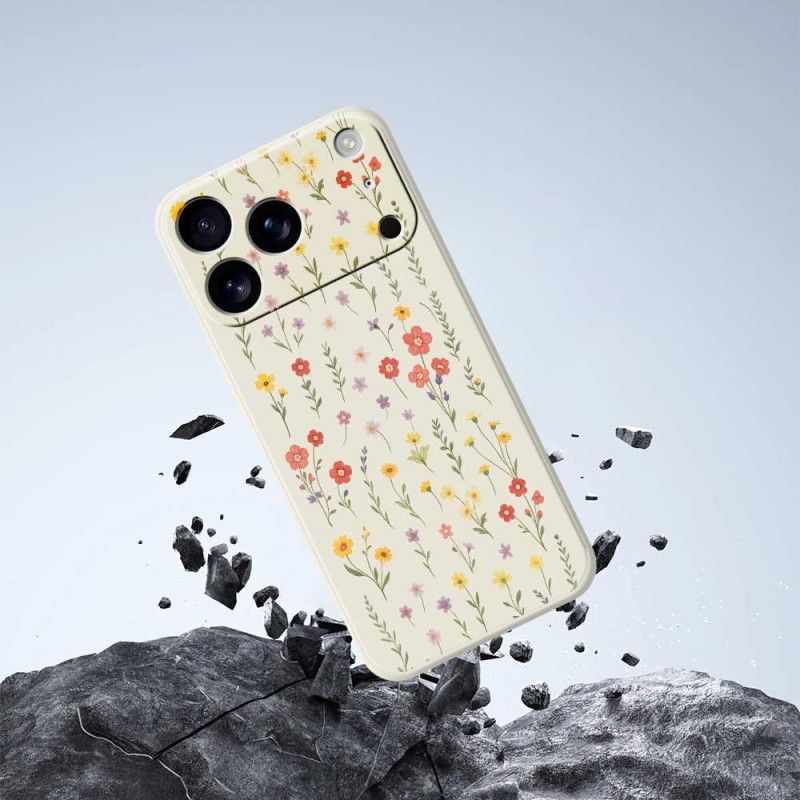Deksel iPhone 17 Pro Flytende Silikonblomster Beskyttelse Deksel